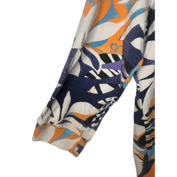 Zenergy By Chico's Blue Orange White Zip Hoodie Jacket Size 3 XL 16 Leaf Print - Picture 5 of 10